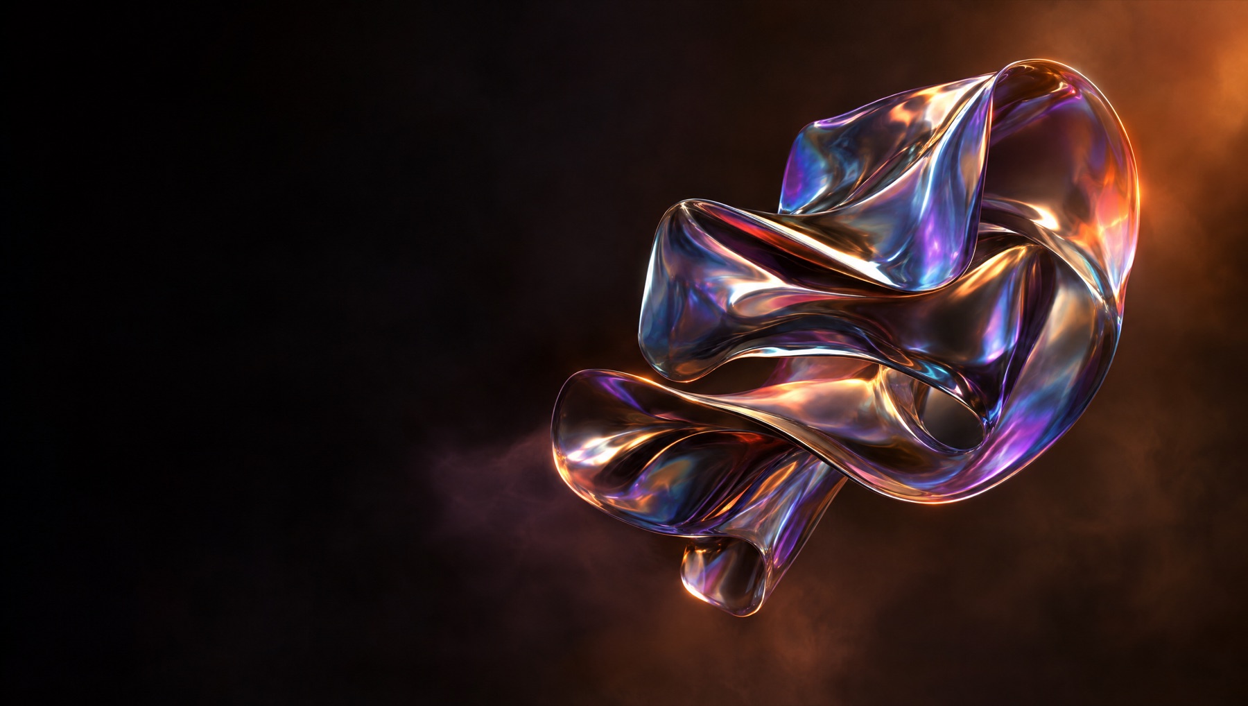 Iridescent chrome sculpture